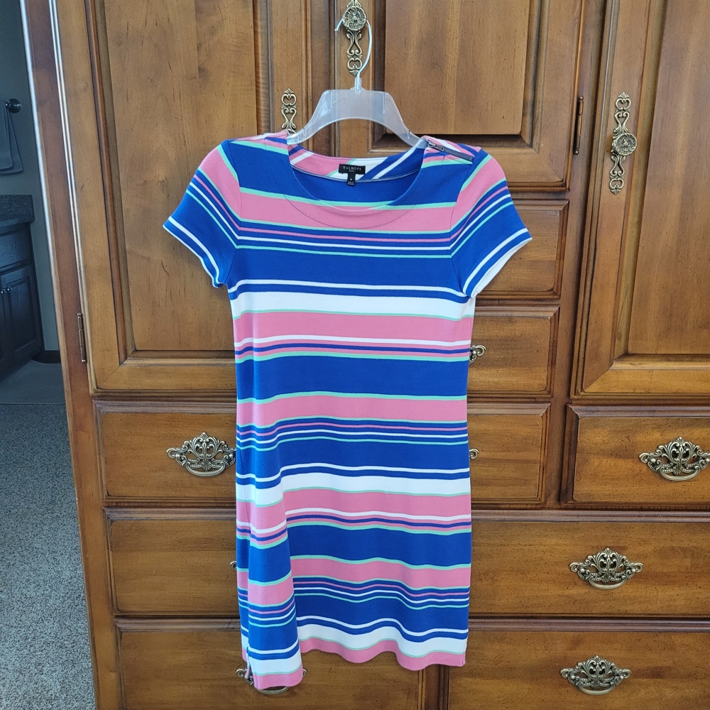 Talbots Blue, Pink & White Striped Knit Dress